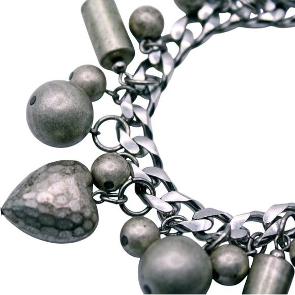 Vintage Charm Bracelet with Lots of Jingle Hearts and Balls 7.5" Long - Hey Viv - Picture 5 of 6
